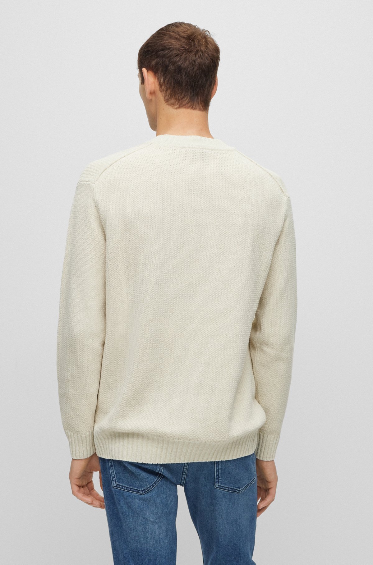 Hugo Boss Ribbed-knit Cotton Jumper In Nude