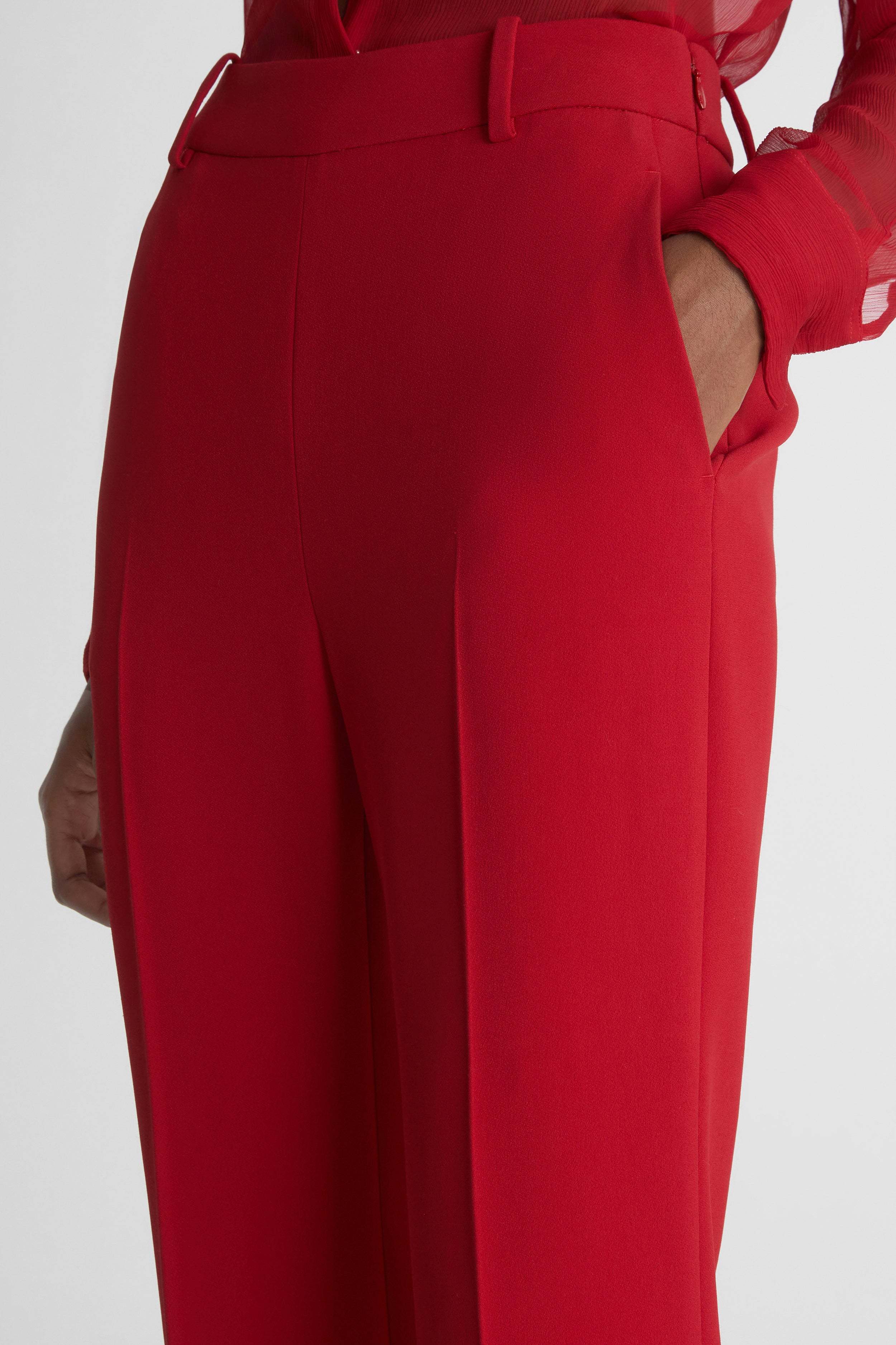 Ermanno Scervino High Waist Flared Trousers In Red