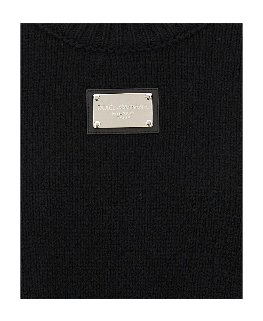 DOLCE & GABBANA LOGO-PLAQUE CROPPED JUMPER