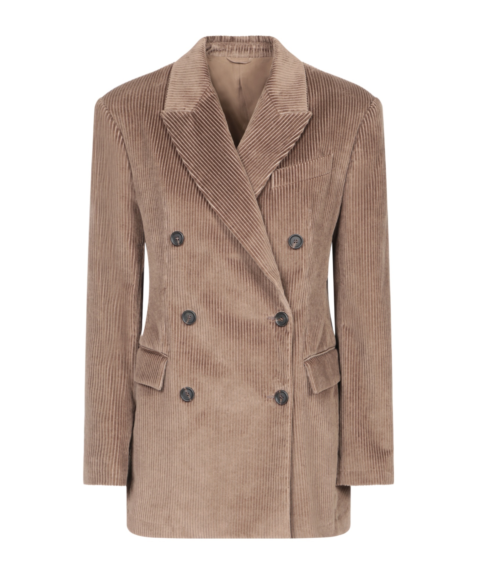 Brunello Cucinelli Corduroy Double-breasted Jacket In Brown