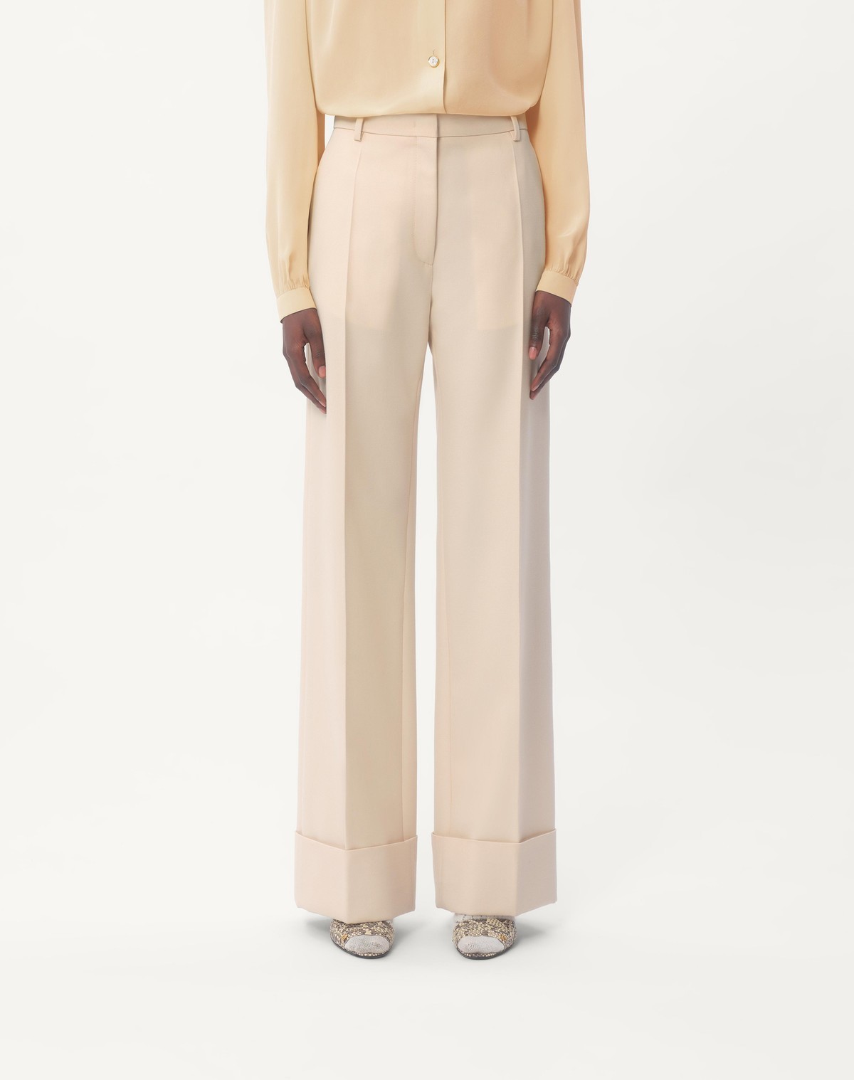 Valentino Hose Aus Diagonal Dry Wool Frau Elfenbein 50 In Nude