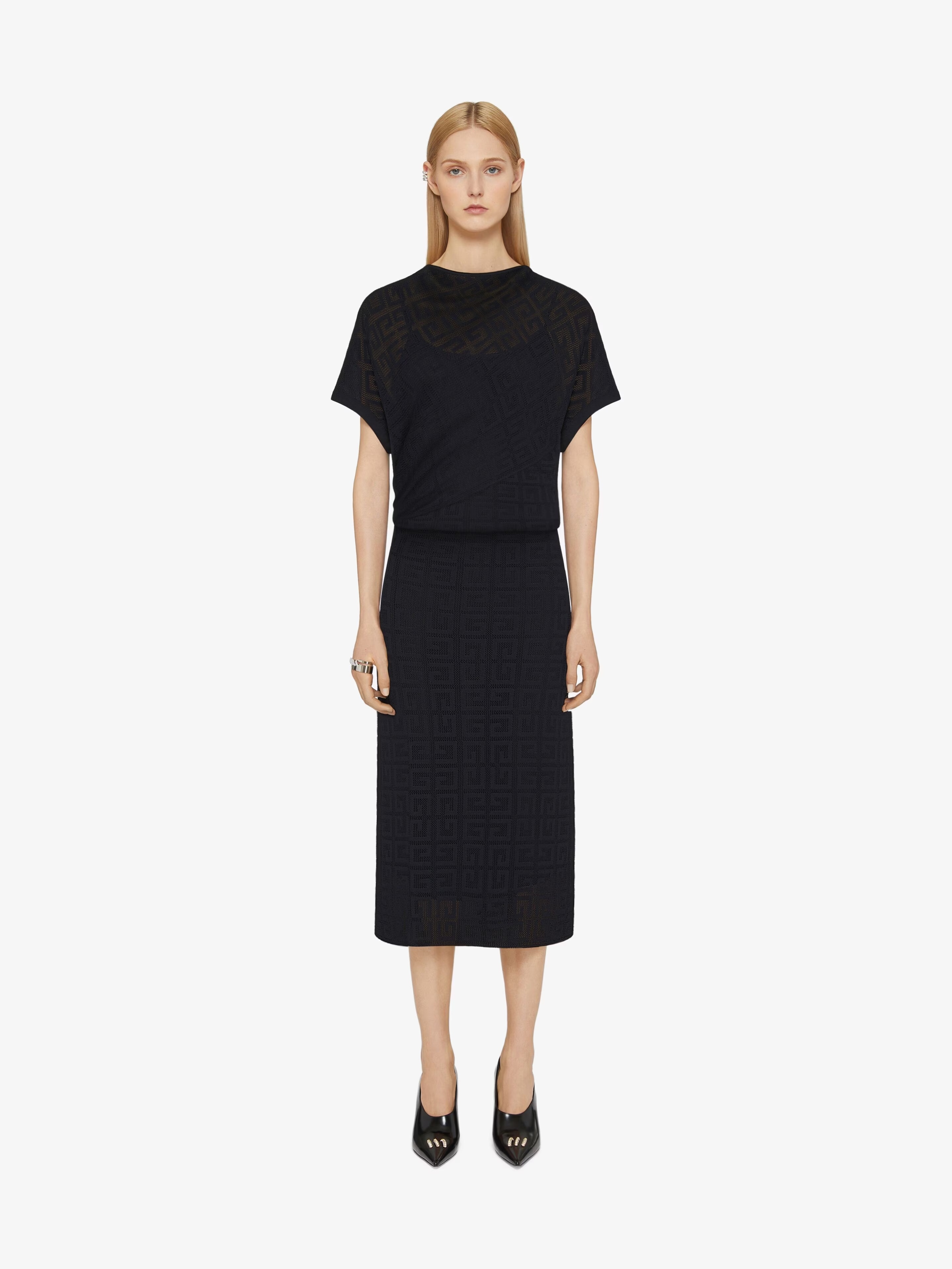 Givenchy Draped Dress In 4g Jacquard In Black