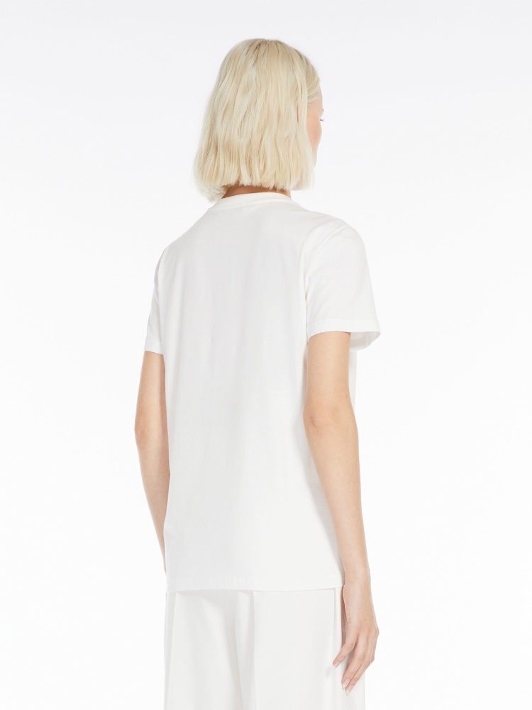 Max Mara Logo Embroidered T-shirt In White