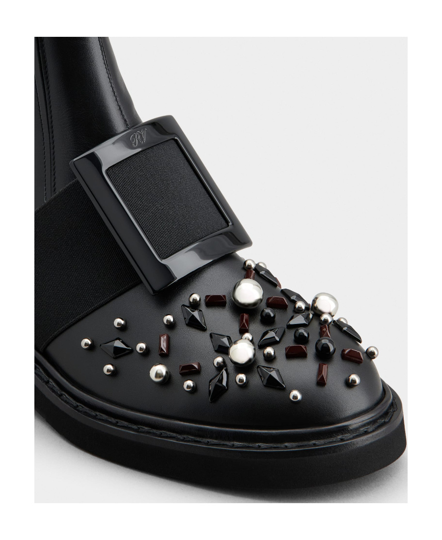 Roger Vivier Round-headed Flat-bottomed Short Boots In Black