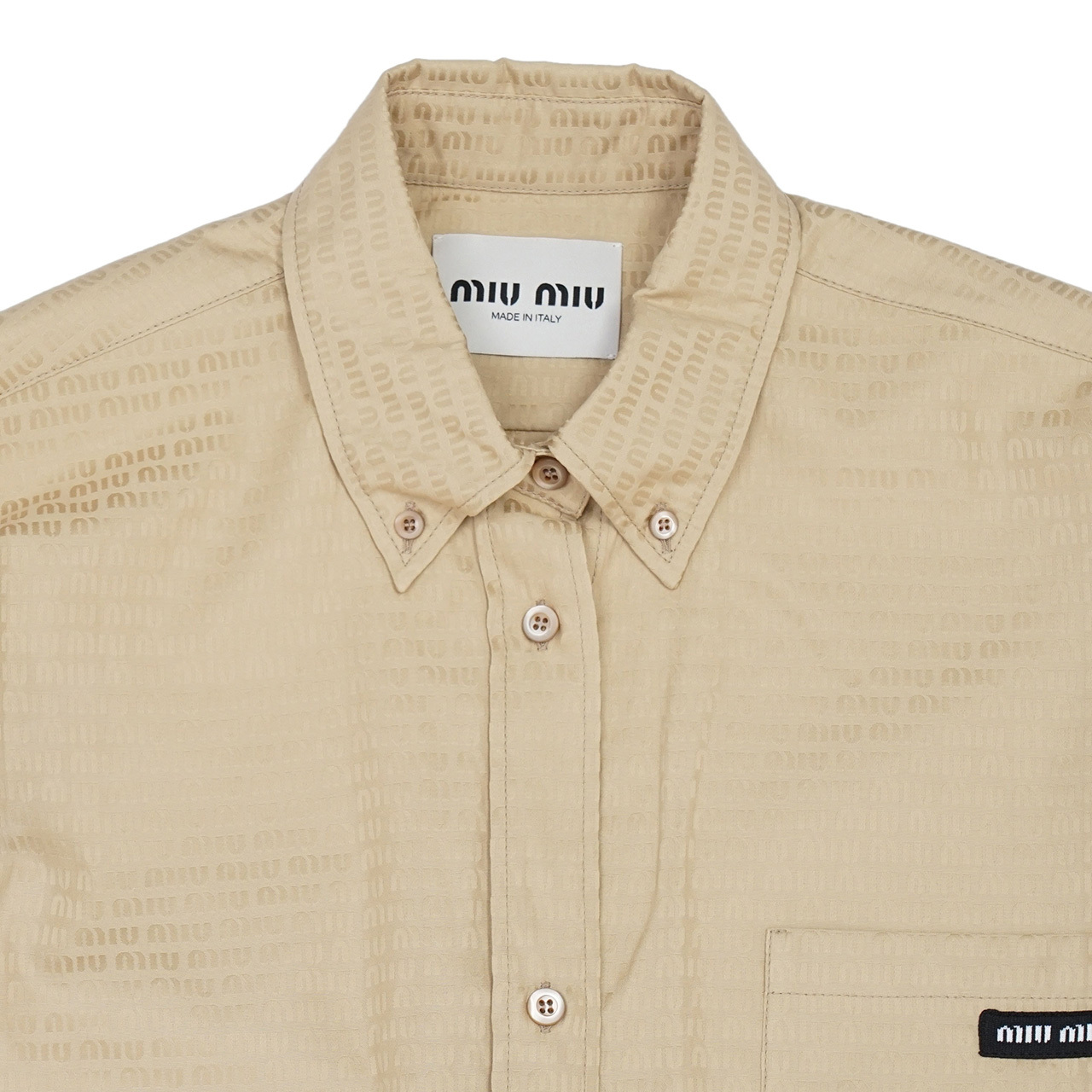 Miu Miu Long-sleeved Shirt Dress In Nude