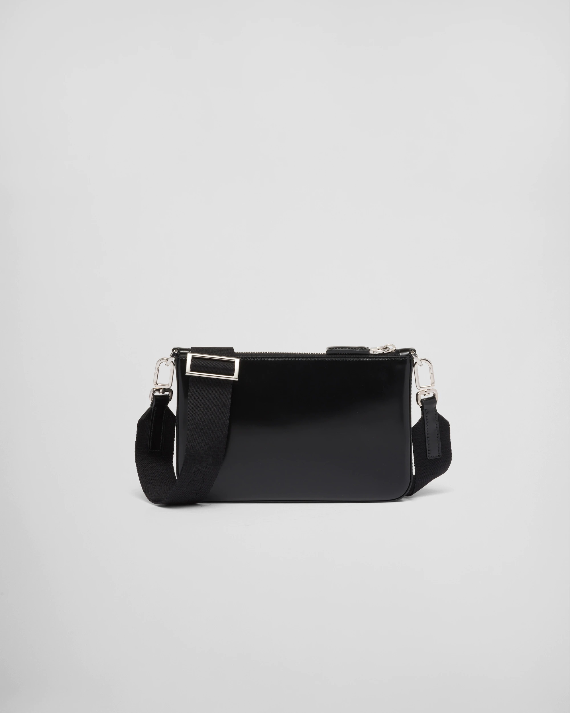 Prada Leather Crossbody Bag With Adjustable Shoulder Strap In Black