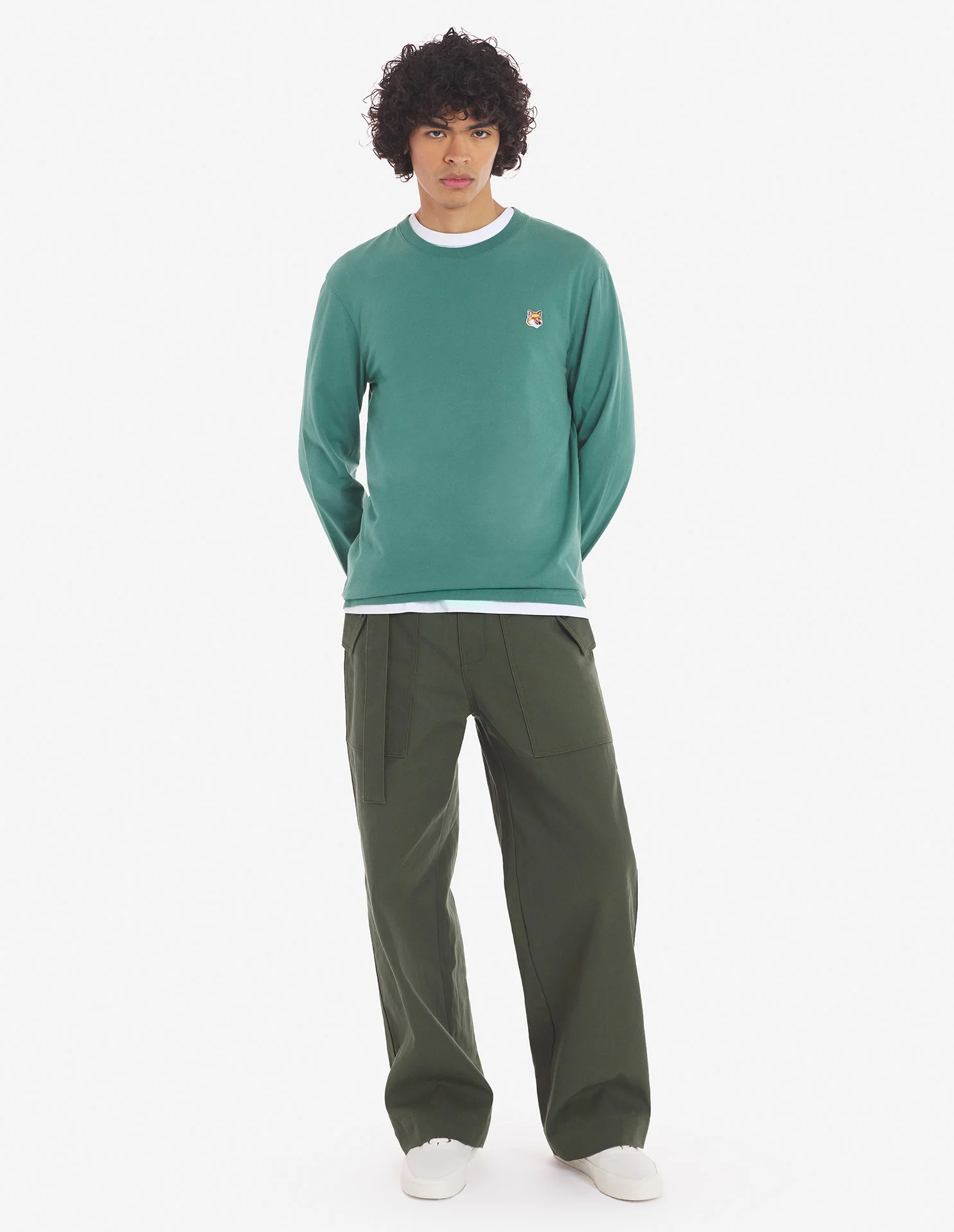 Maison Kitsuné Man Sweatshirt Emerald Green Size L Cotton In Green