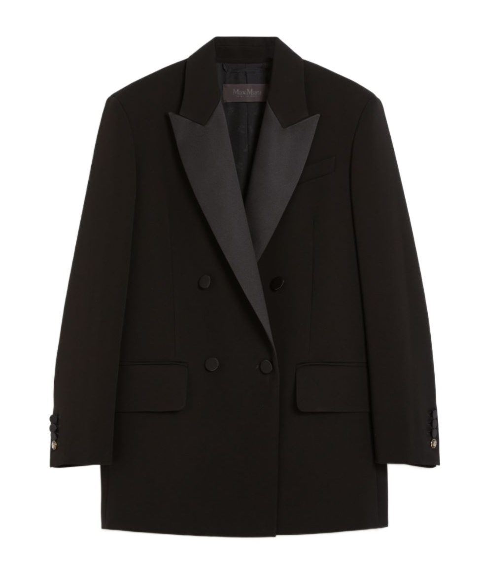 Max Mara Double-breasted Cady Blazer In Black