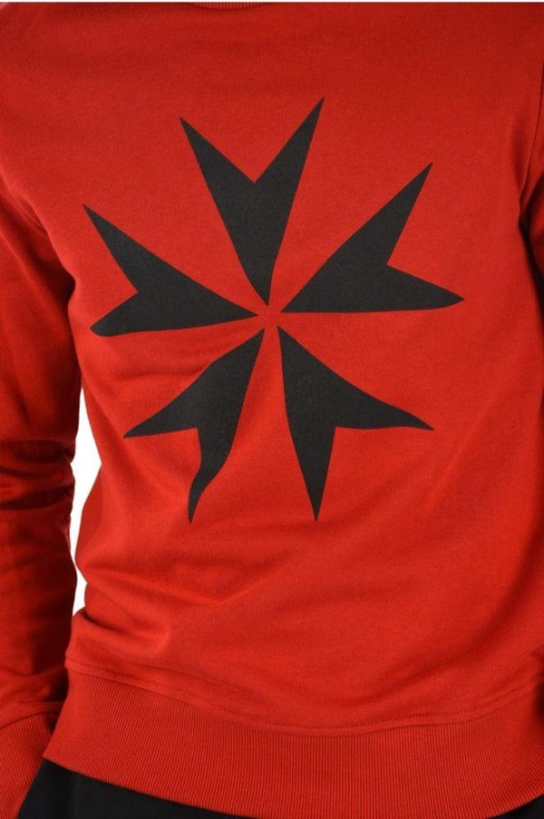 Neil Barrett Maltese Cross Printed Cotton Hoodie In Red
