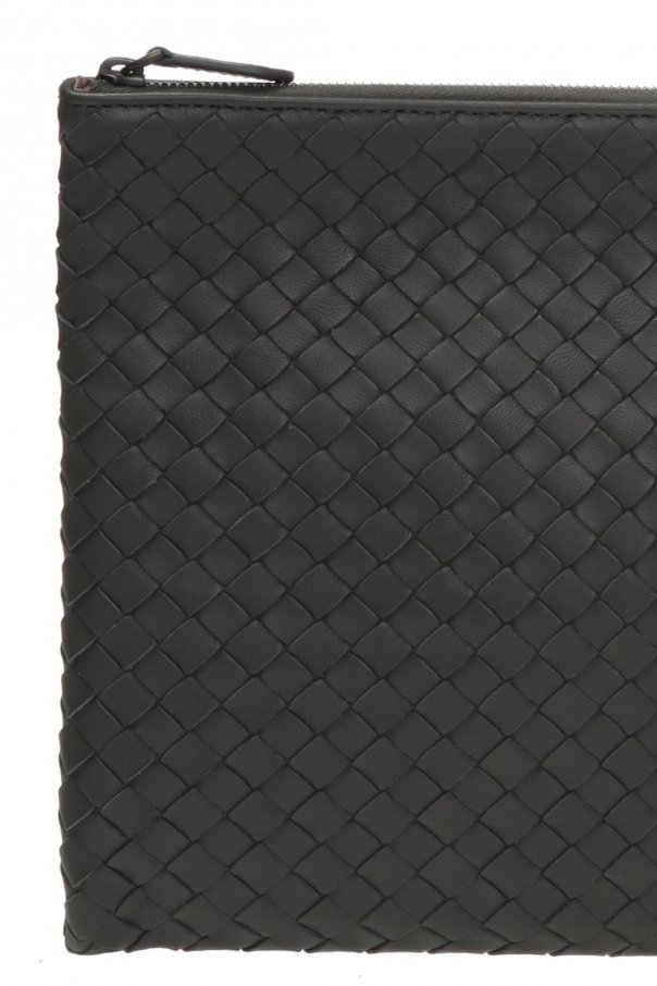 Bottega Veneta Intrecciato Weave Clutch Bag In Black