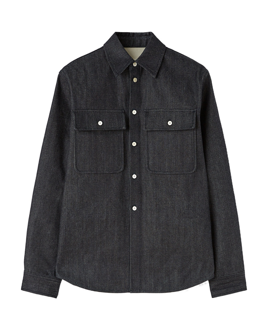 Jil Sander Spread-collar Denim Shirt In Black