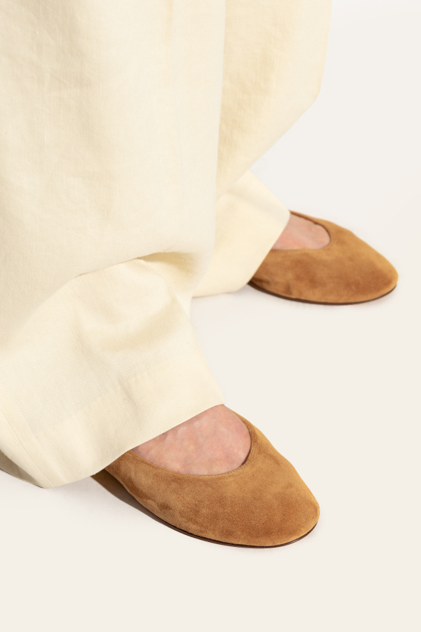 Lanvin Leather Ballerina Shoes In Brown