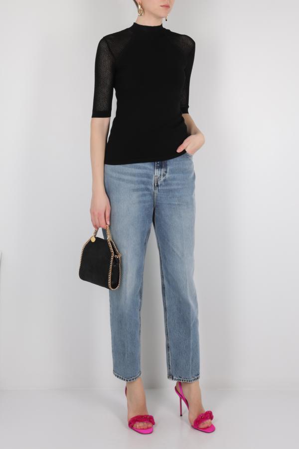 Stella Mccartney Mesh Panelled Knitted Top In Black