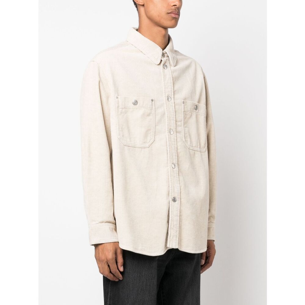 Isabel Marant Nario Cotton Corduroy Button-up Overshirt In White