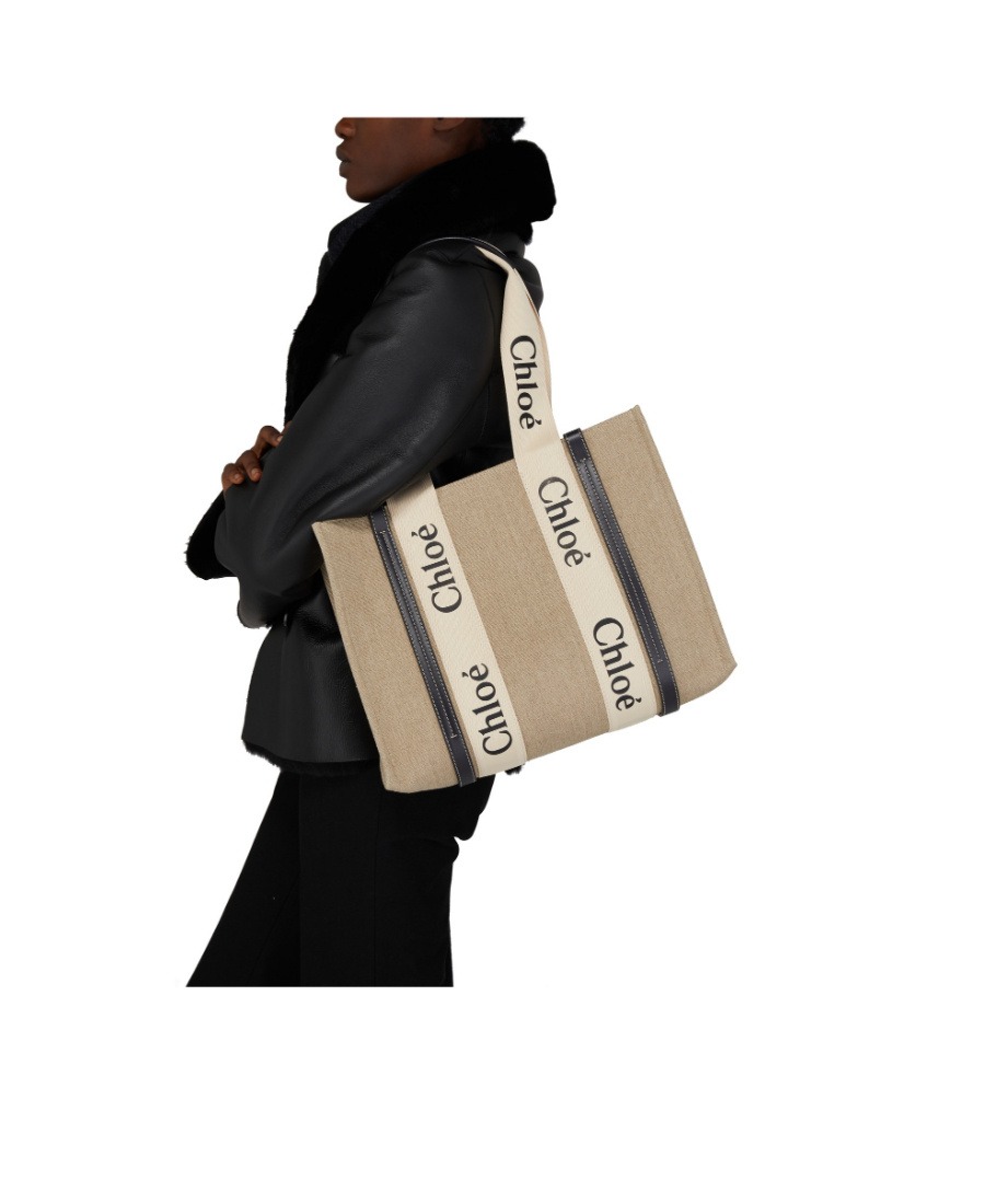 Shop Chloé Logo Handbag In Nude