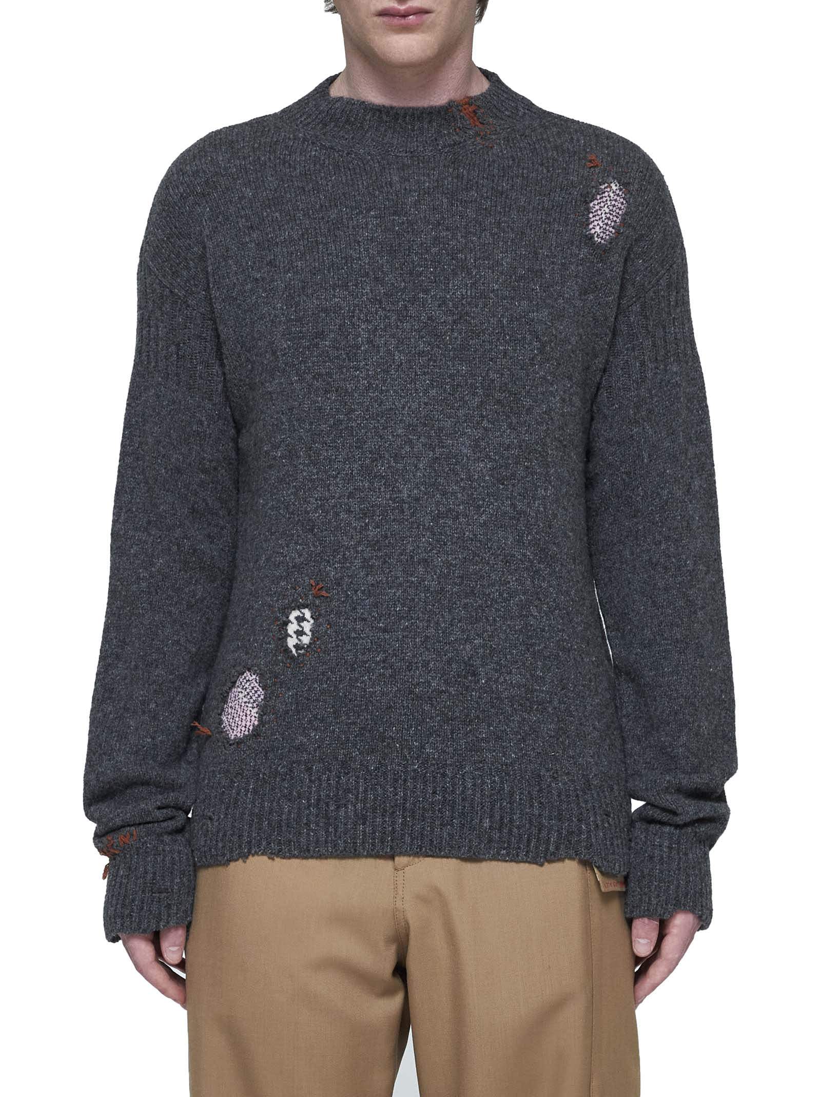 Marni Shetland Ripped-detail Jumper In Black