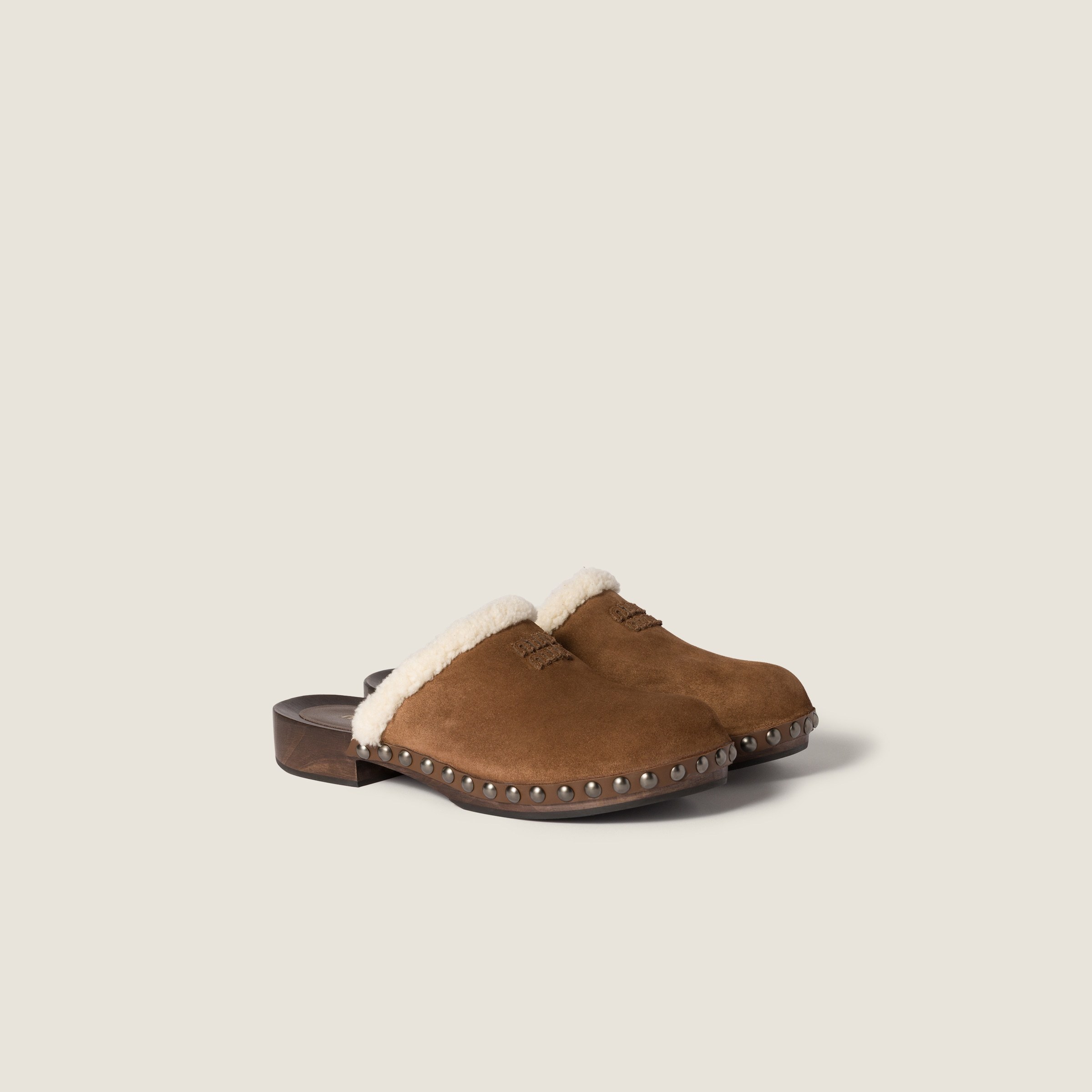 Miu Miu Suede Clogs In Brown