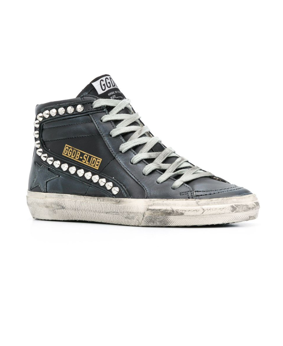 Golden Goose Slide Hi-top Sneakers In Black