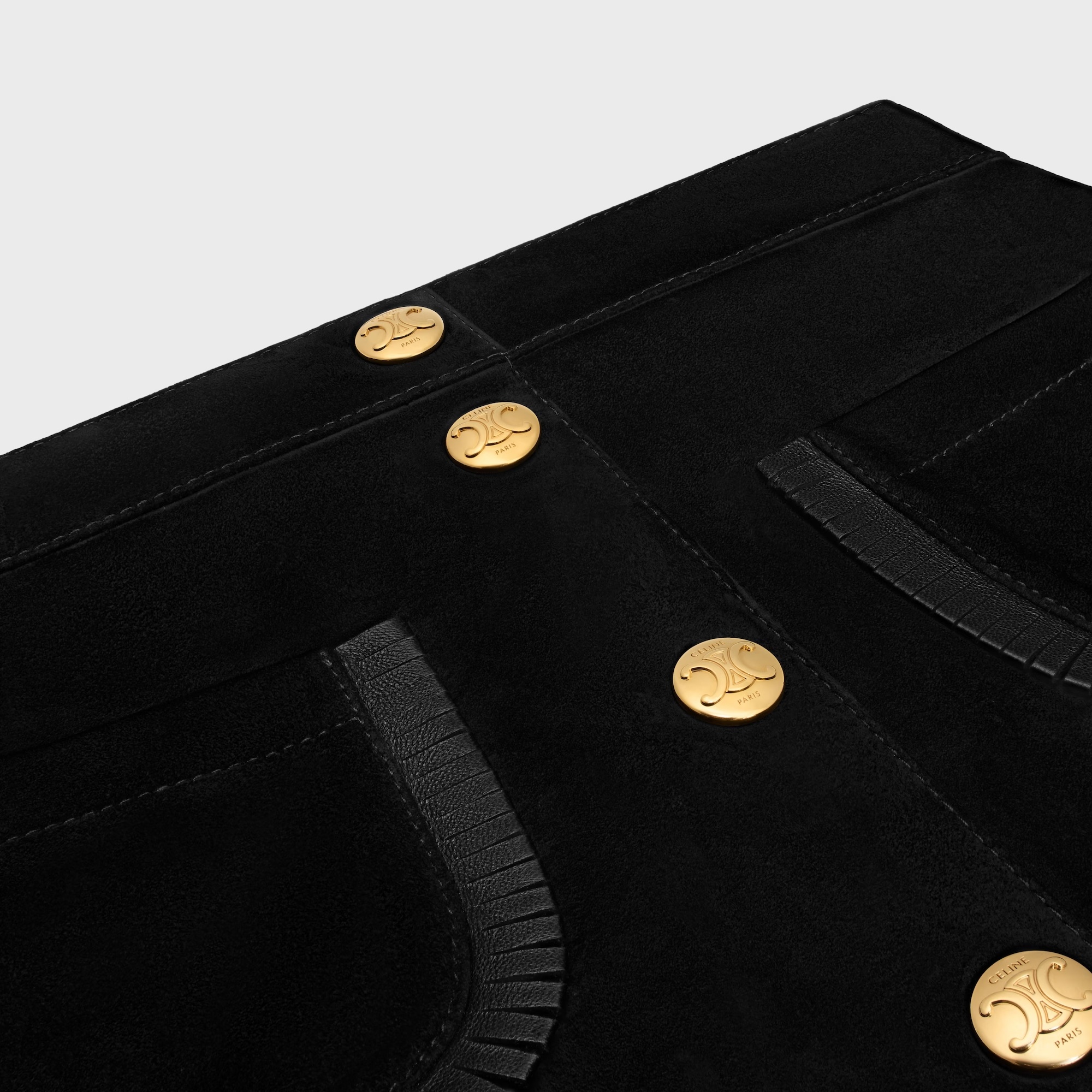 Celine Women Suede Mini Skirt In Black