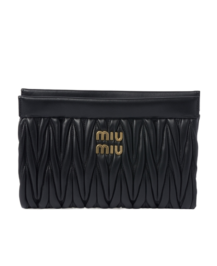 Miu Miu Woman Black Leather Crossbody Bag In Black