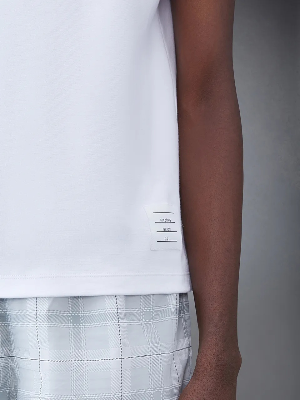 Thom Browne White Crewneck T-shirt With Rwb Detail On Neck And Sleeve In White