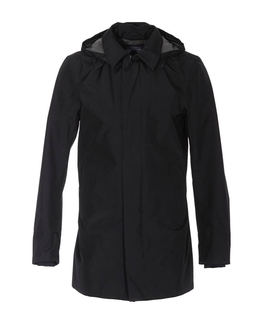 Herno Lightweight Hooded Raffia Jacket For Men In Black