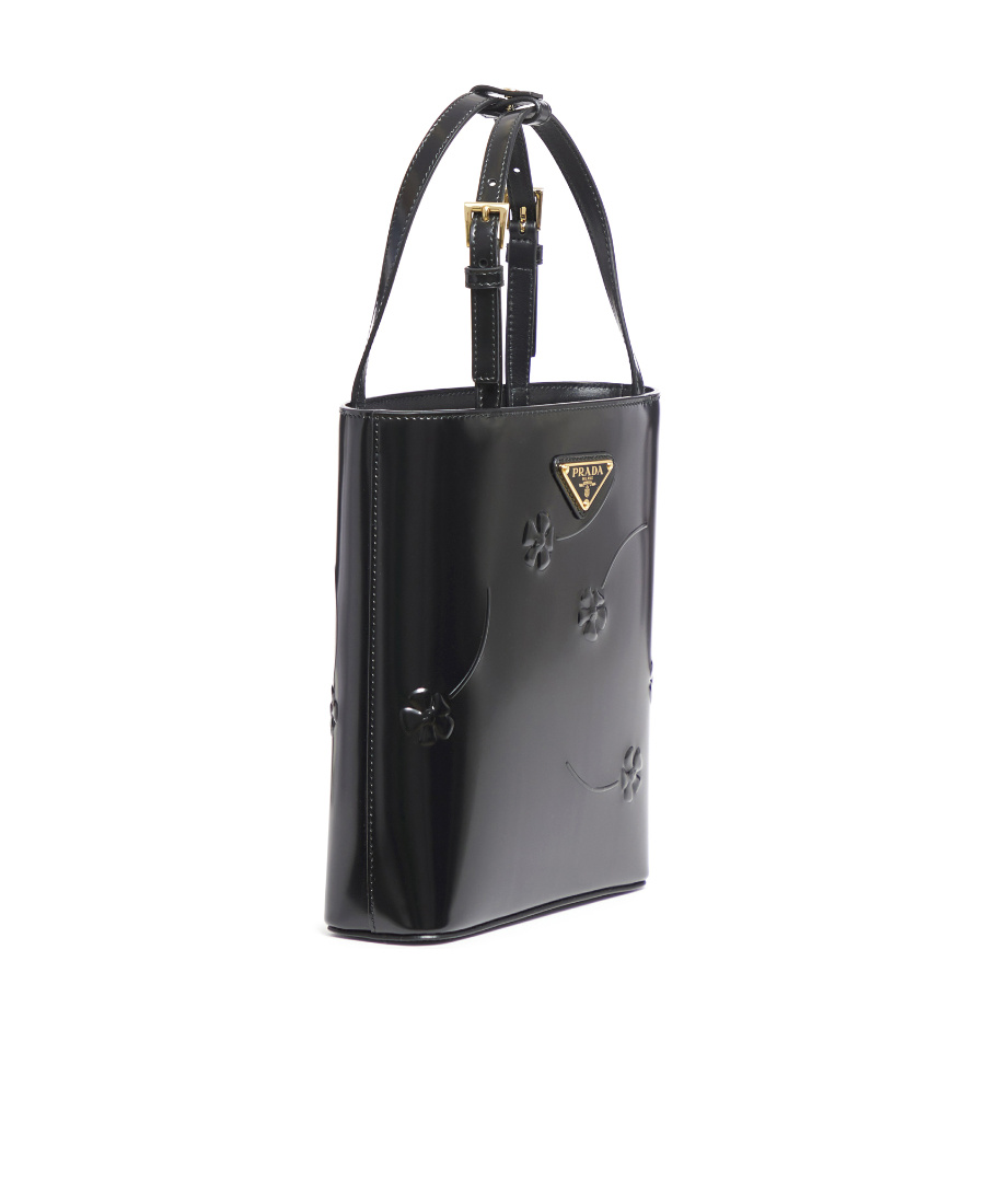 Shop Prada Triangle Logo-plaque Bucket Bag In Black