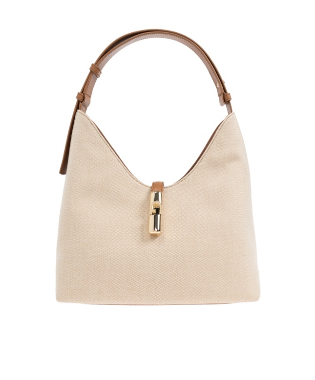Furla 'droplet Hobo' Leather Bag In Nude
