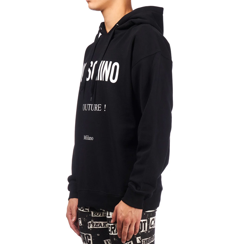 Moschino Man Sweatshirt Black Size 42 Organic Cotton In Black