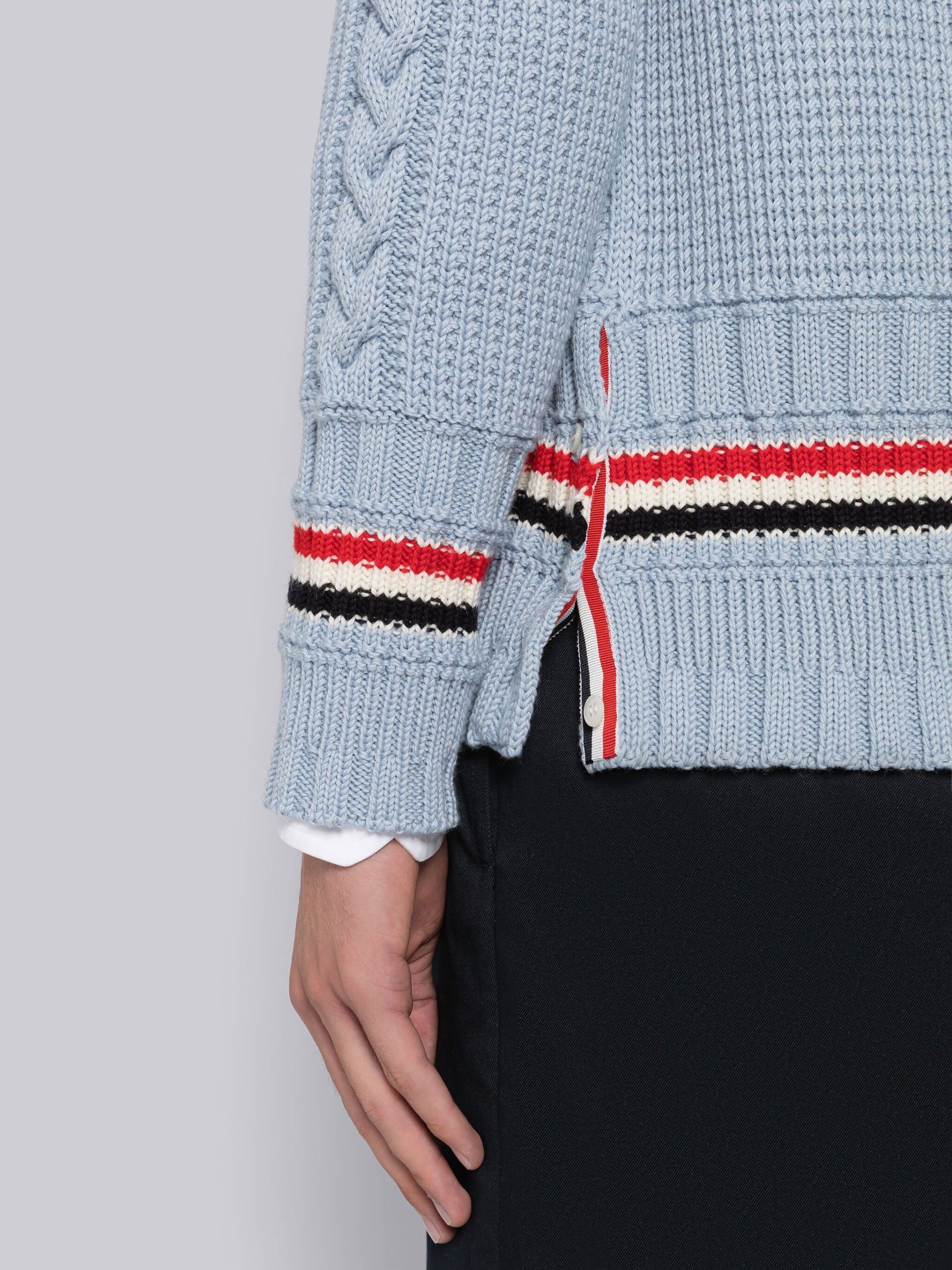 Thom Browne Stripe-detail Wool Cardigan In Blue