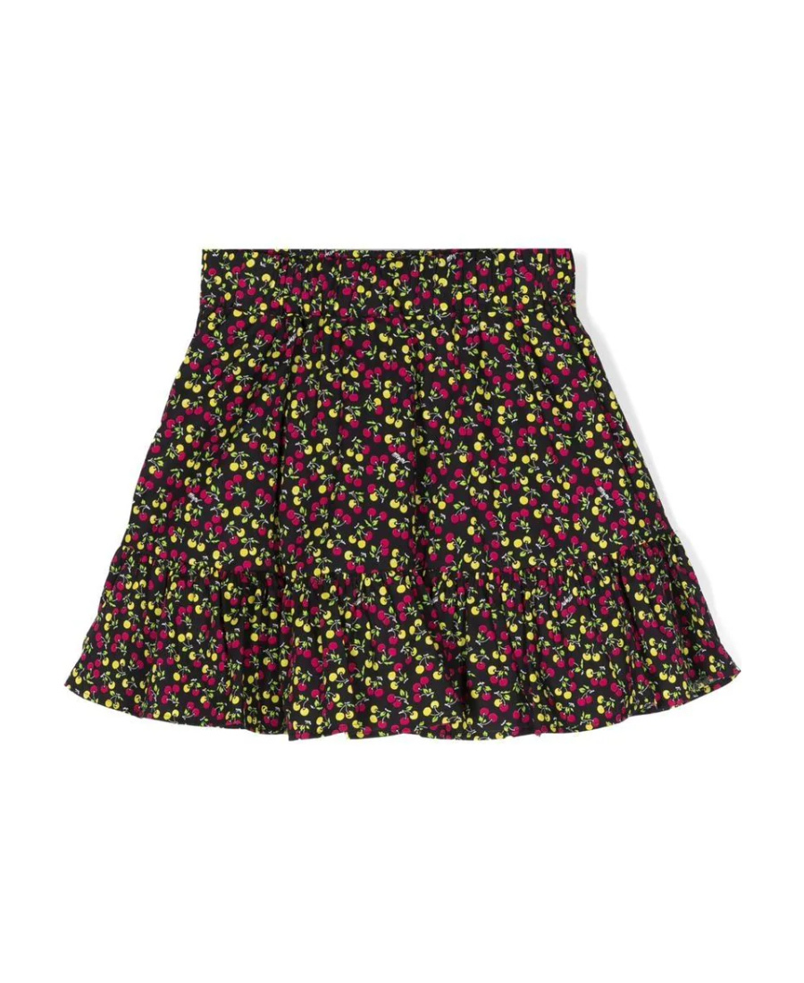 Shop Msgm Flower Printed Umbrella Skirt In Black