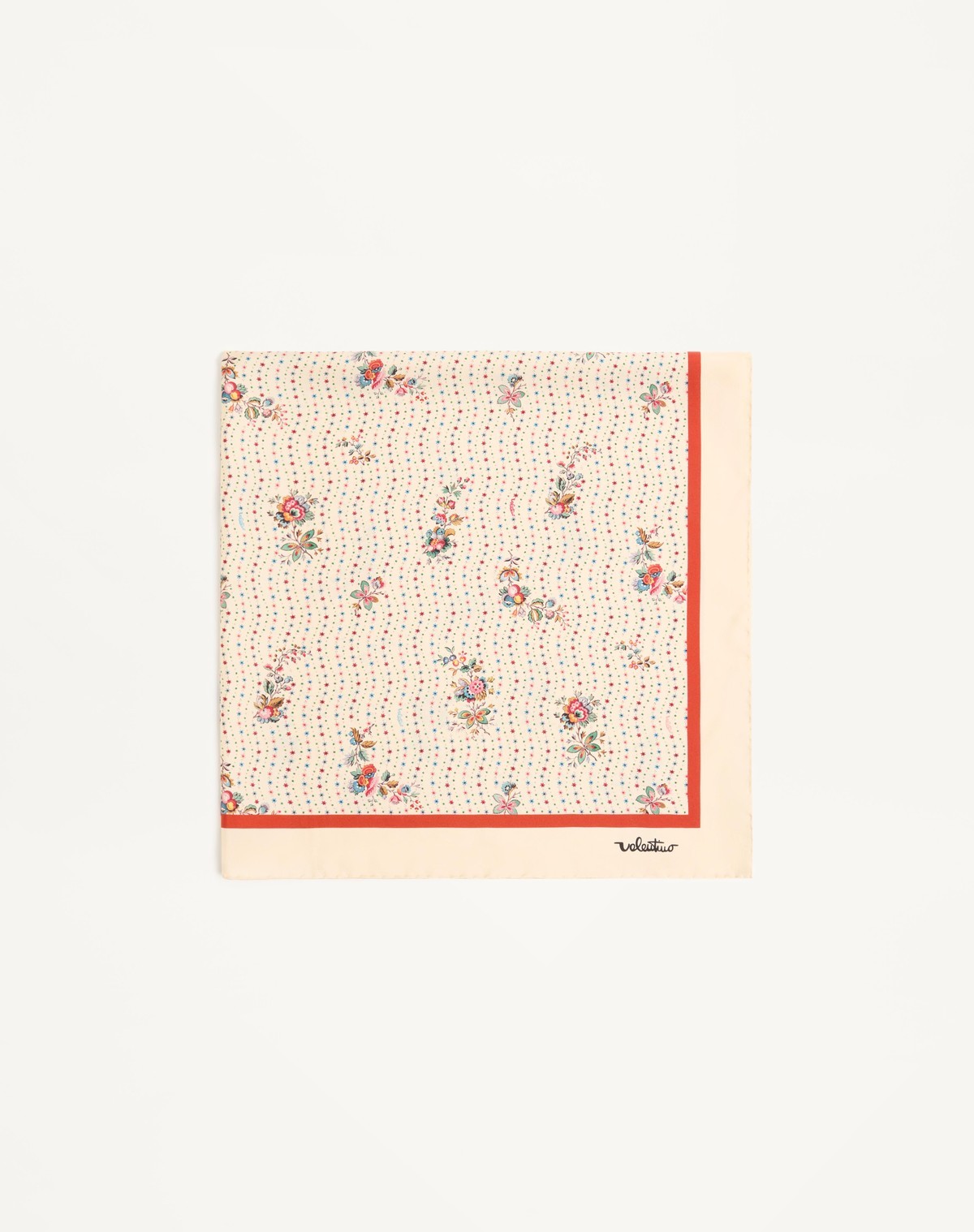 Valentino Square Silk Scarf In White