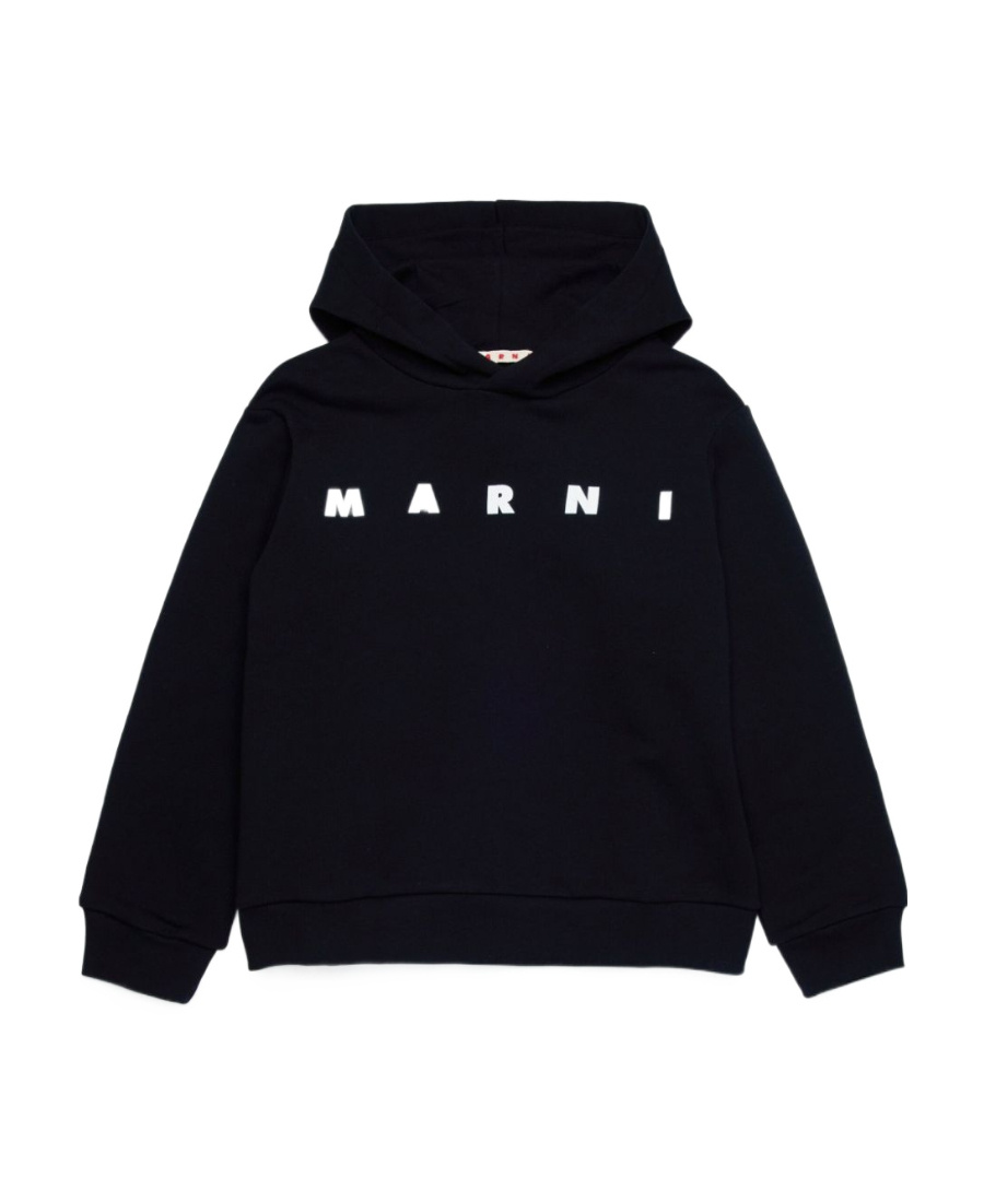 Marni Logo-print Hoodie In Black