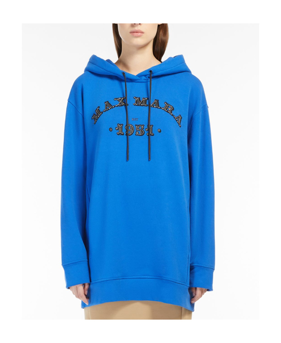 Max Mara Logo Hooded Sweater In Blue
