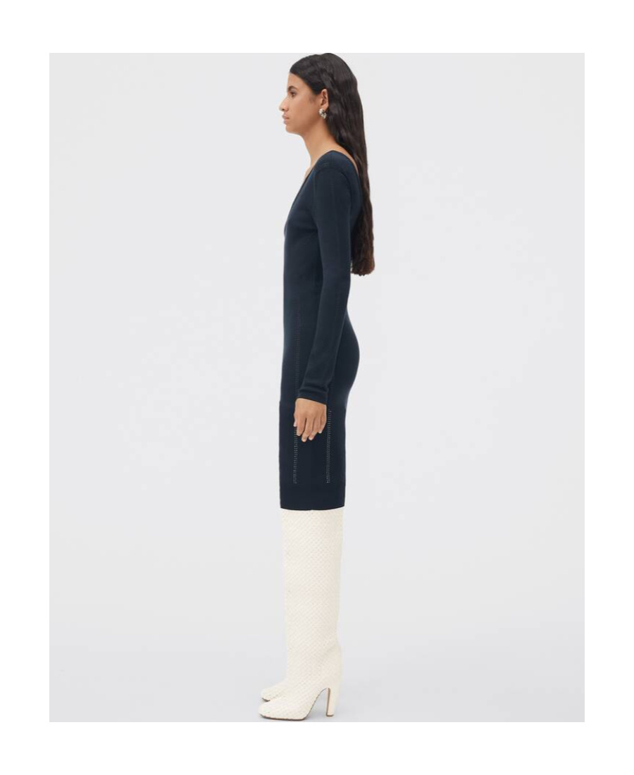 Bottega Veneta Silk Dress With Logo In Black