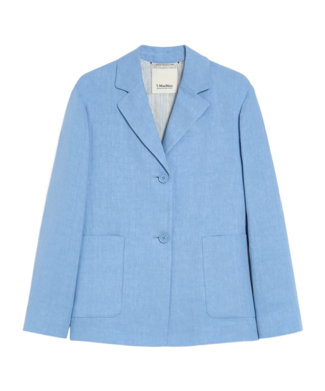 Max Mara Single-breasted Linen Jacket In Light Blue