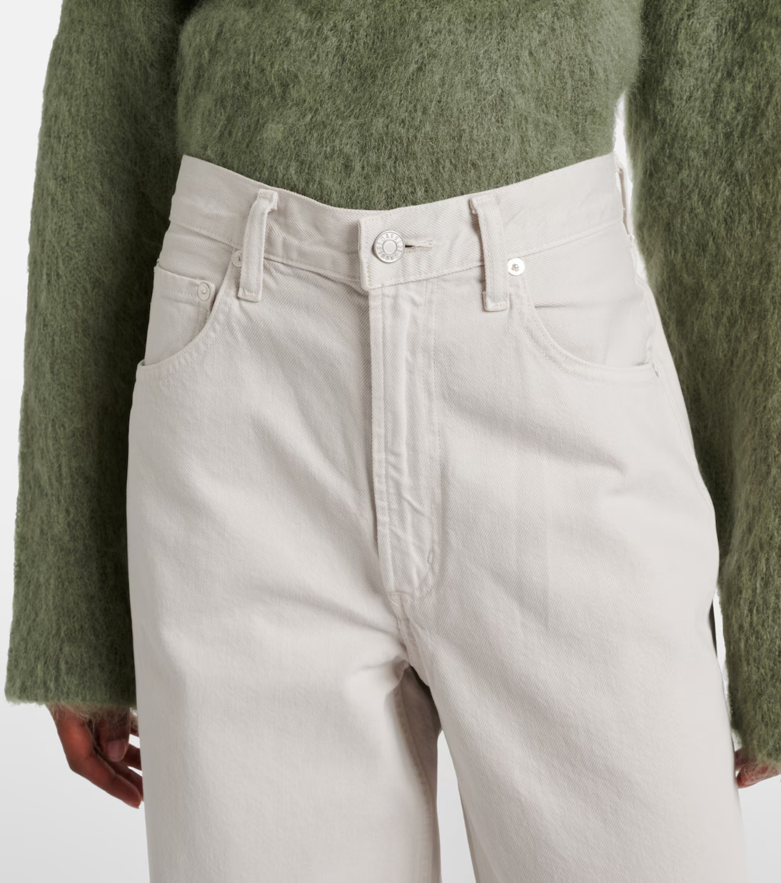 Agolde Low Curve Mid-rise Wide-leg Denim Trousers In White