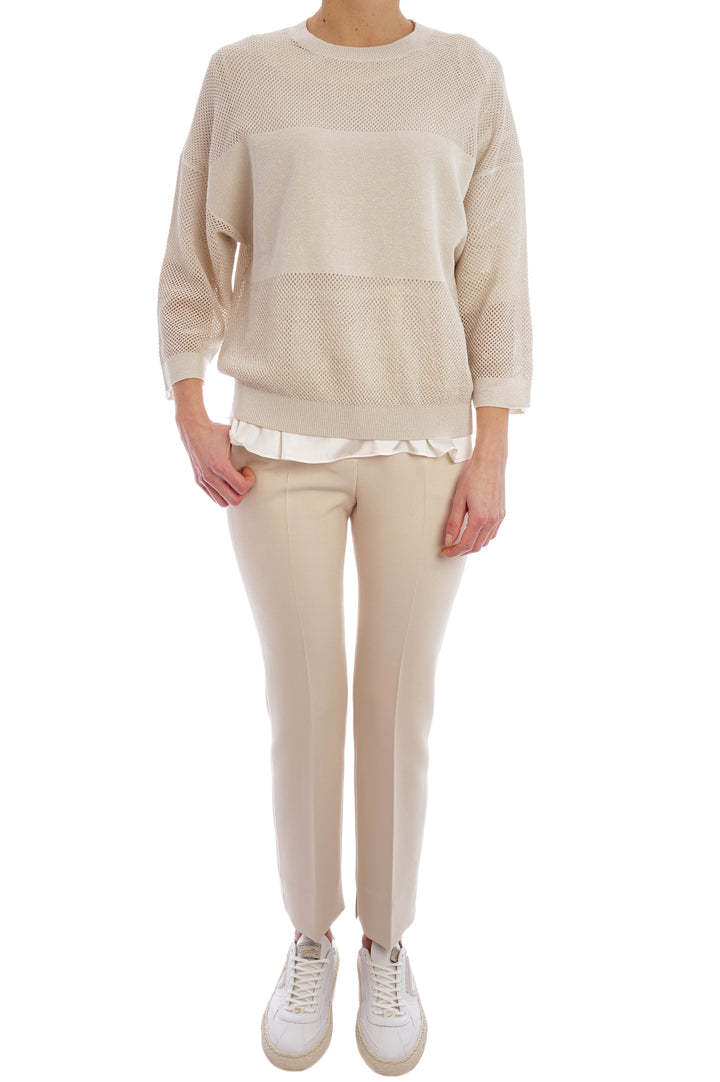 Shop Peserico Lurex-knit Sweater In Nude