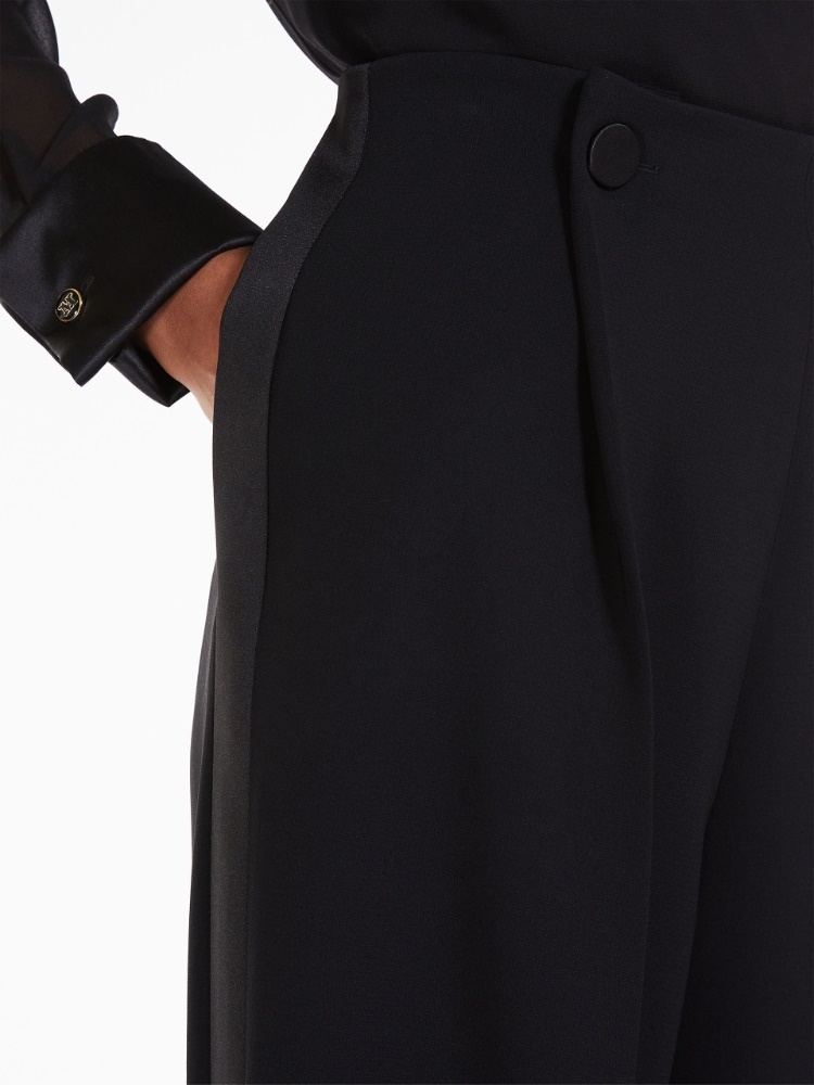 Max Mara Satin-finish Tailored Wide-leg Trousers In Black