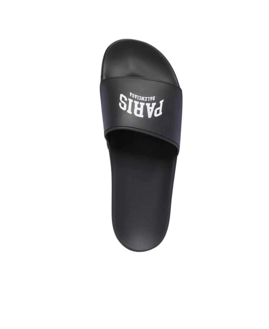 Balenciaga Paris Logo Pool Slides In Black