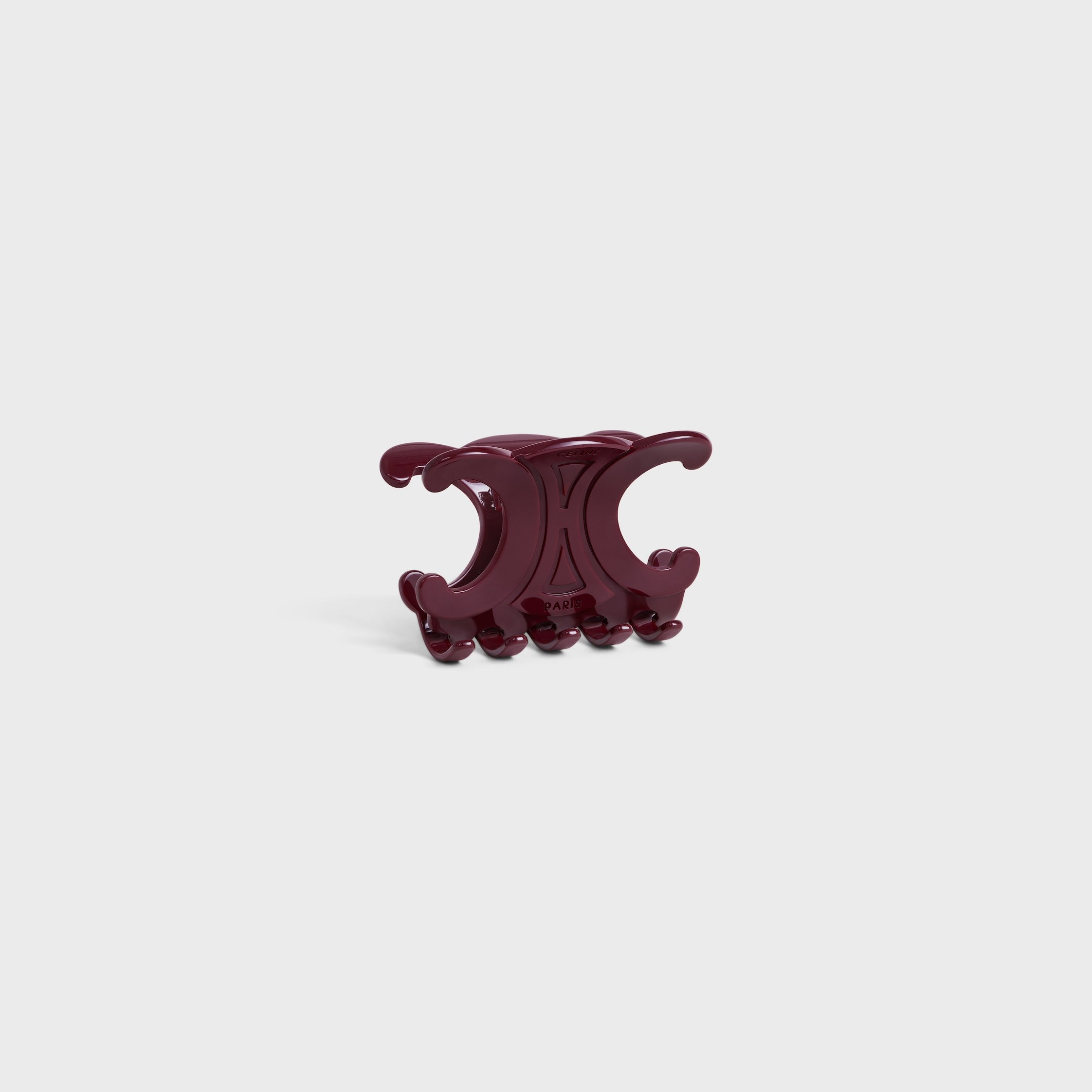 Celine Large Hair Claw In Acetate In Burgundy