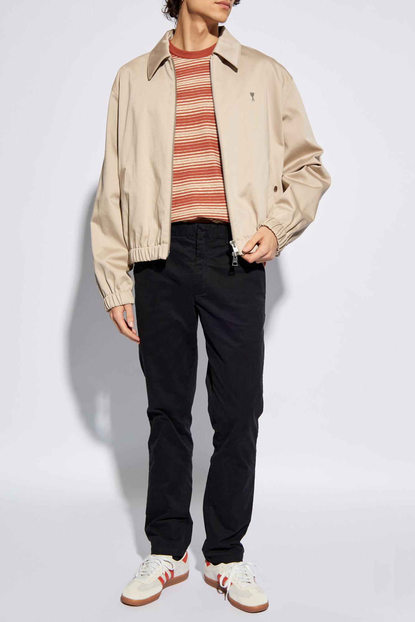 Norse Projects Johannes Spaced Stripe T Shirt Red In Nude