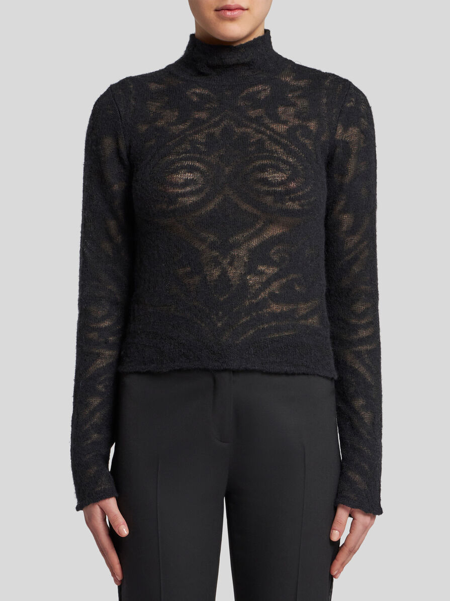 Etro Roll-neck Jacquard Sweater In Black