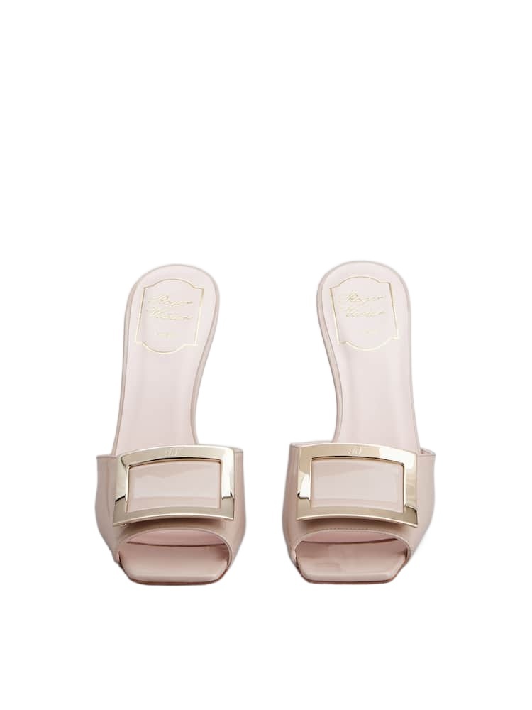 Roger Vivier Square-headed High-heeled Sandals In Nude