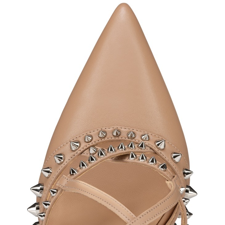 Christian Louboutin Tatooshka Spike Pointed Toe Pump In Nude