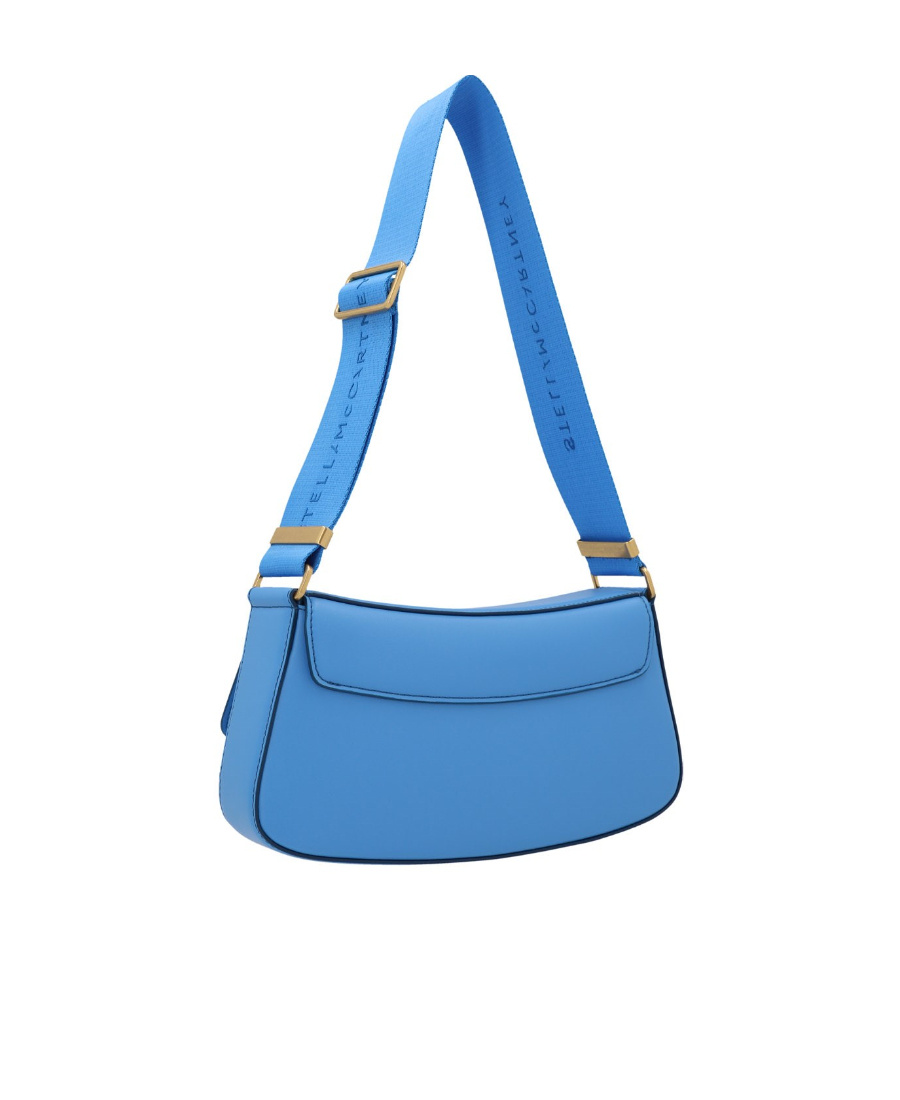 Stella Mccartney Logo Plaque Fold-over Shoulder Bag In Blue
