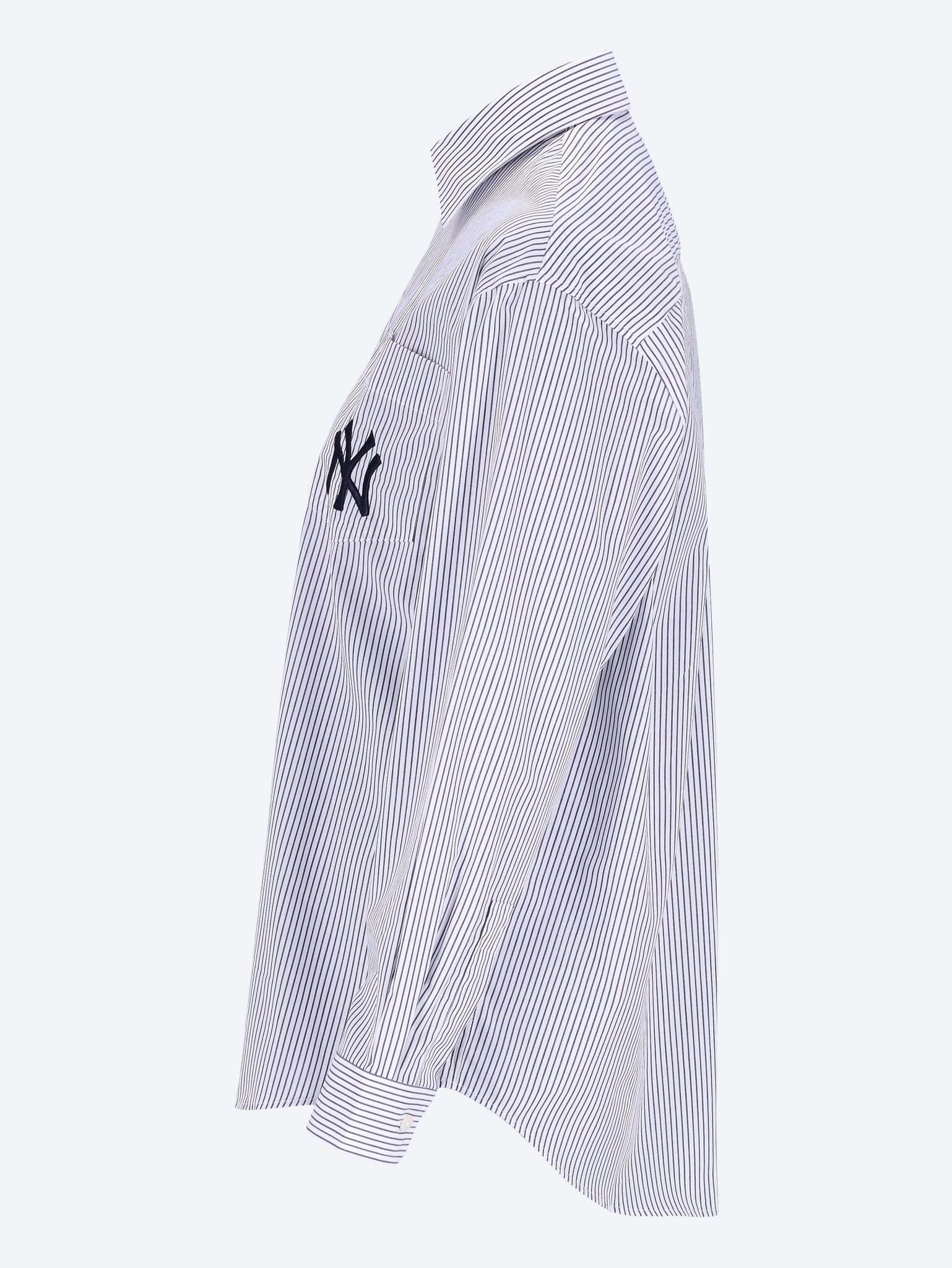 Sporty And Rich Oversized Striped Shirt Chest Pocket In Blue