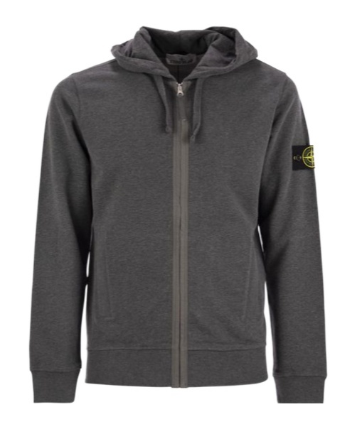 Stone Island Logo Patch Zip-up Hoodie In Multi