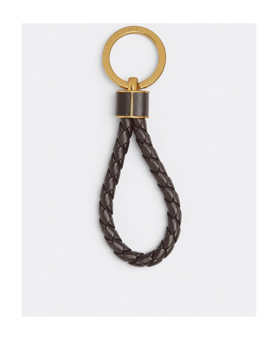 Bottega Veneta Nappa Leather Braided Keyring In Black