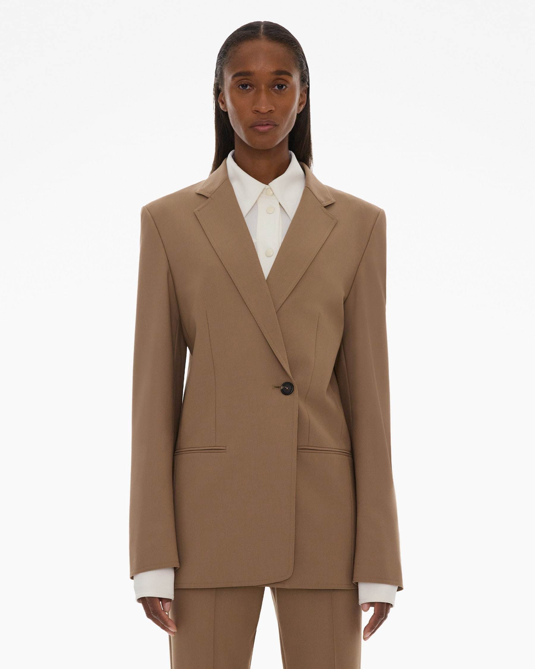 Helmut Lang Single-breasted Blazer Front Pockets In Brown